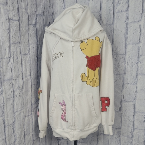 Disney Tops - Disney White Hoodie with Winnie the Pooh and Friends Medium